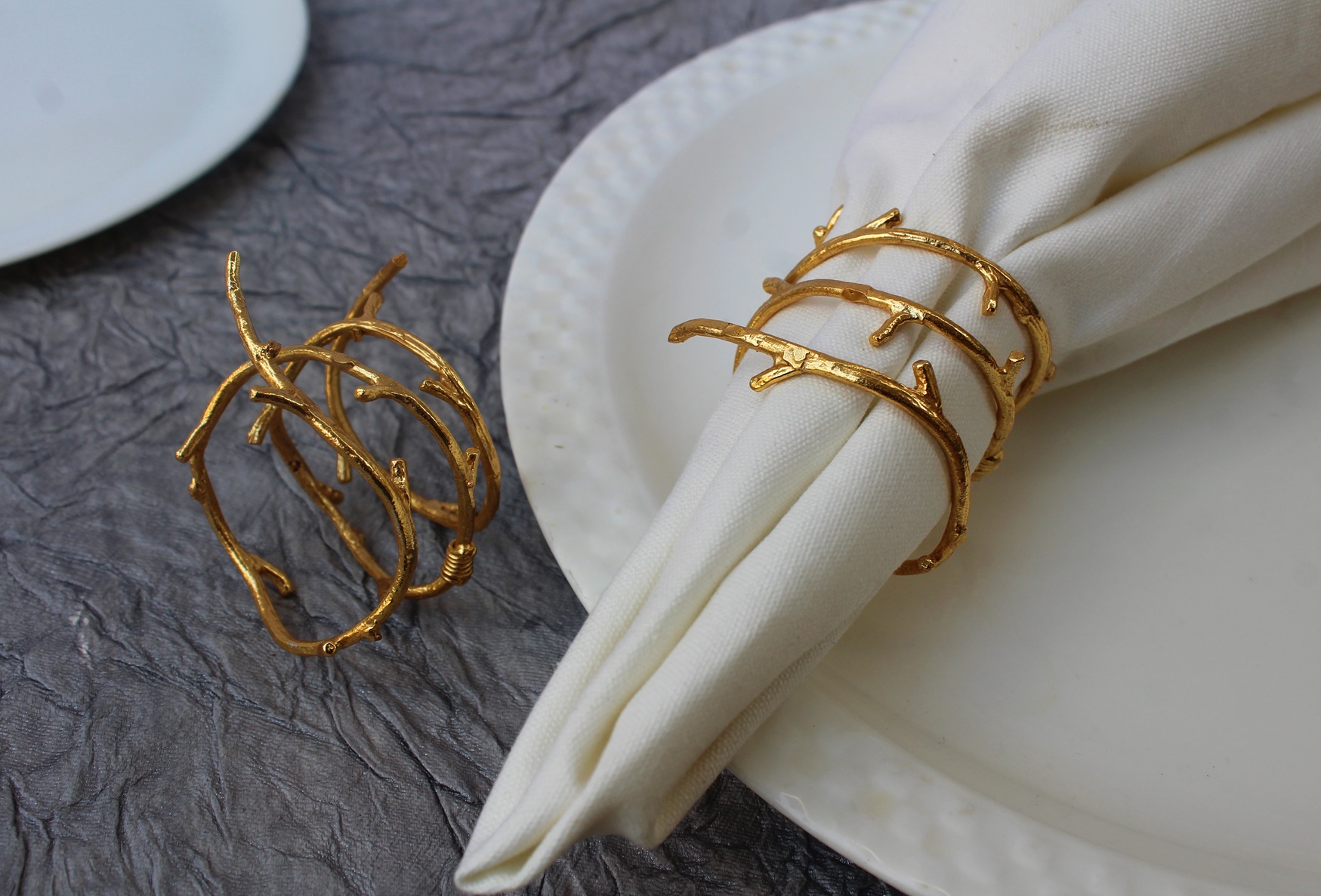 Brass Tableware Napkin Rings Gold Plated 
