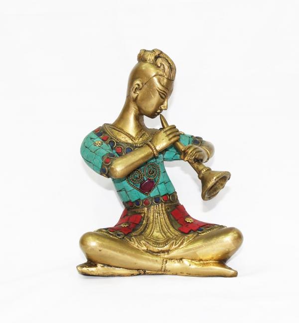 6.5' inch Musical Brass Statue with stone chips