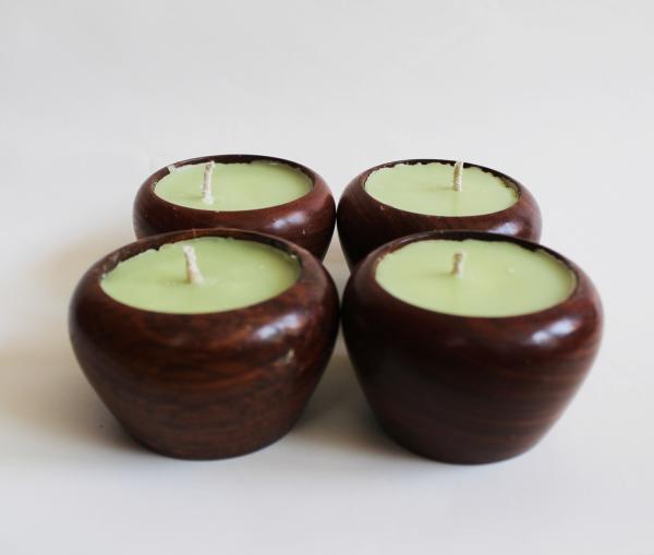 Shisham wooden scented candle votives