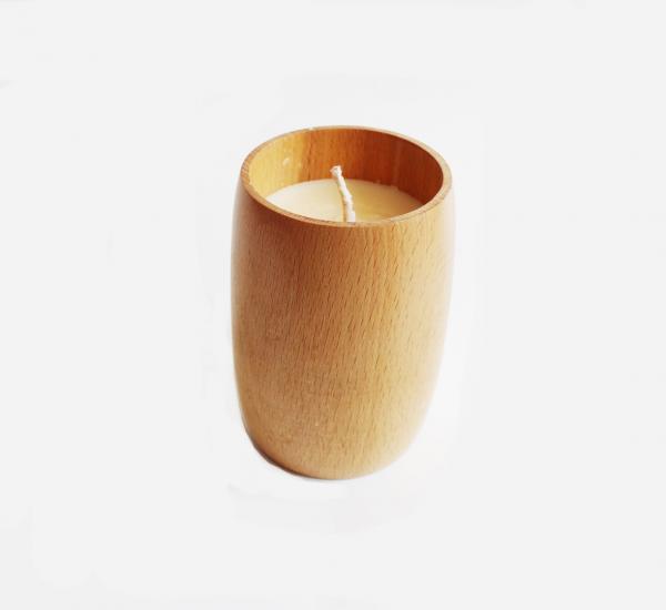 Spine wood 4' inch scented glass candle