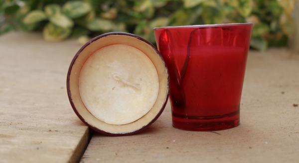 Set of 2 Red glass votive aroma candle