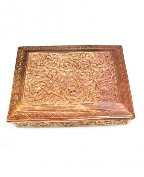 Hand carved Copper Square Jewelry Box 