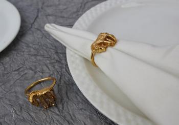 Zebra textured Brass Napkin Holder Ring (Gold Plated) - SET OF 4
