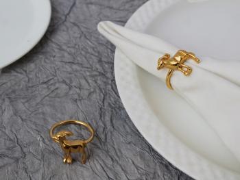Goat textured Brass Napkin Holder Ring (Gold Plated) - SET OF 4