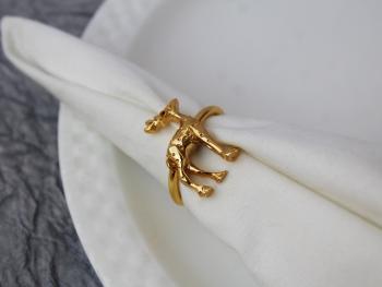 Deer textured Brass Napkin Holder Ring (Gold Plated) - SET OF 4