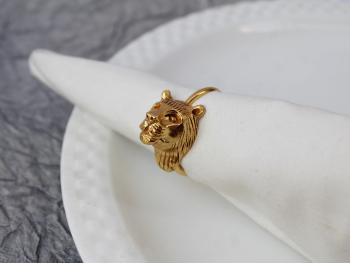 Tiger textured Brass Napkin Holder Ring (Gold Plated) - SET OF 4
