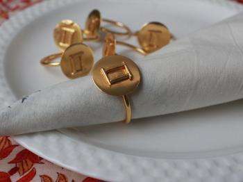GEMINI Zodiac Brass Napkin Ring- Set of 4 (21 May- 21 June)