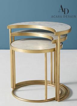 Iron & Marble- Side Table set of 3 