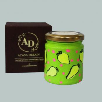 HAND PAINTED FLORESCENT LEMONS SOY JAR AROMA CANDLE (1PC)