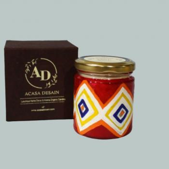 Hand painted Red traditional art Soy Jar Aroma Candle 