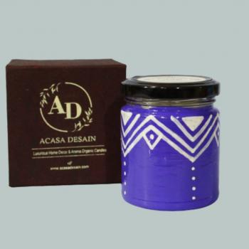 Hand painted Purple traditional art Soy Jar Aroma Candle 