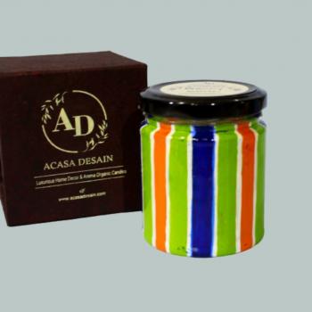 Hand painted Geometric Multi color art Soy Jar Aroma Candle 
