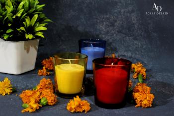 Soy wax candle filled in Plain Votive (Blue, Green, Red, Yellow)