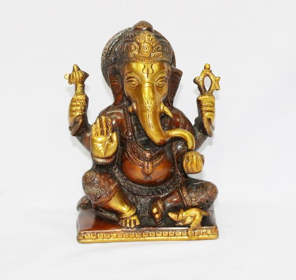 6' inch Brass Ganesha with two tone plating