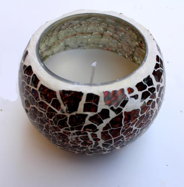 Handmade maroon mosaic candle with soy wax