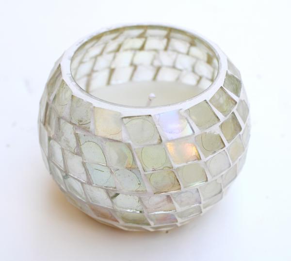 Handmade transparent mosaic candle with soy wax
