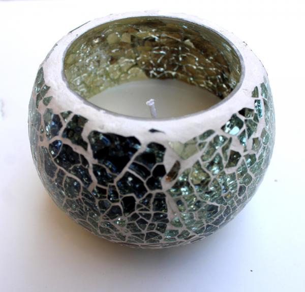Handmade mosaic candle with soy wax