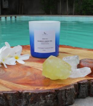 BLUE OMBRE BAMBOO GREENTEA AROMA CANDLE